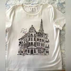 Karl Lagerfeld White Tee with Parisian Graphic
